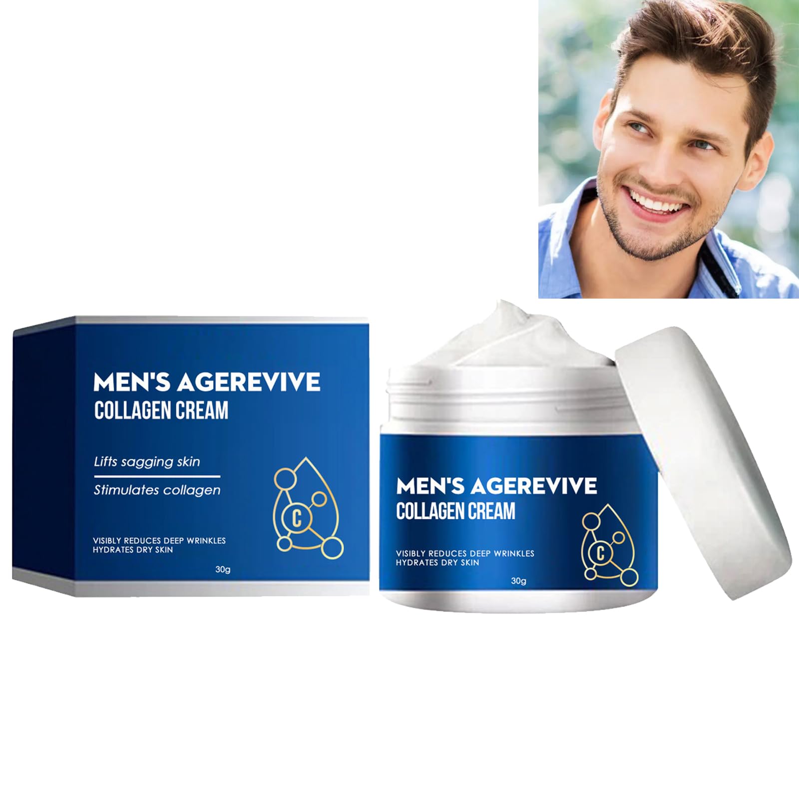 KOAHDE Crema Antiarrugas de Colágeno Hombre,Crema Facial Antiarrugas para Hombre,Crema Antienvejecimiento para Hombres,Crema Facial Antiedad para Hombre,Crema Facial Antienvejecimiento Hombres