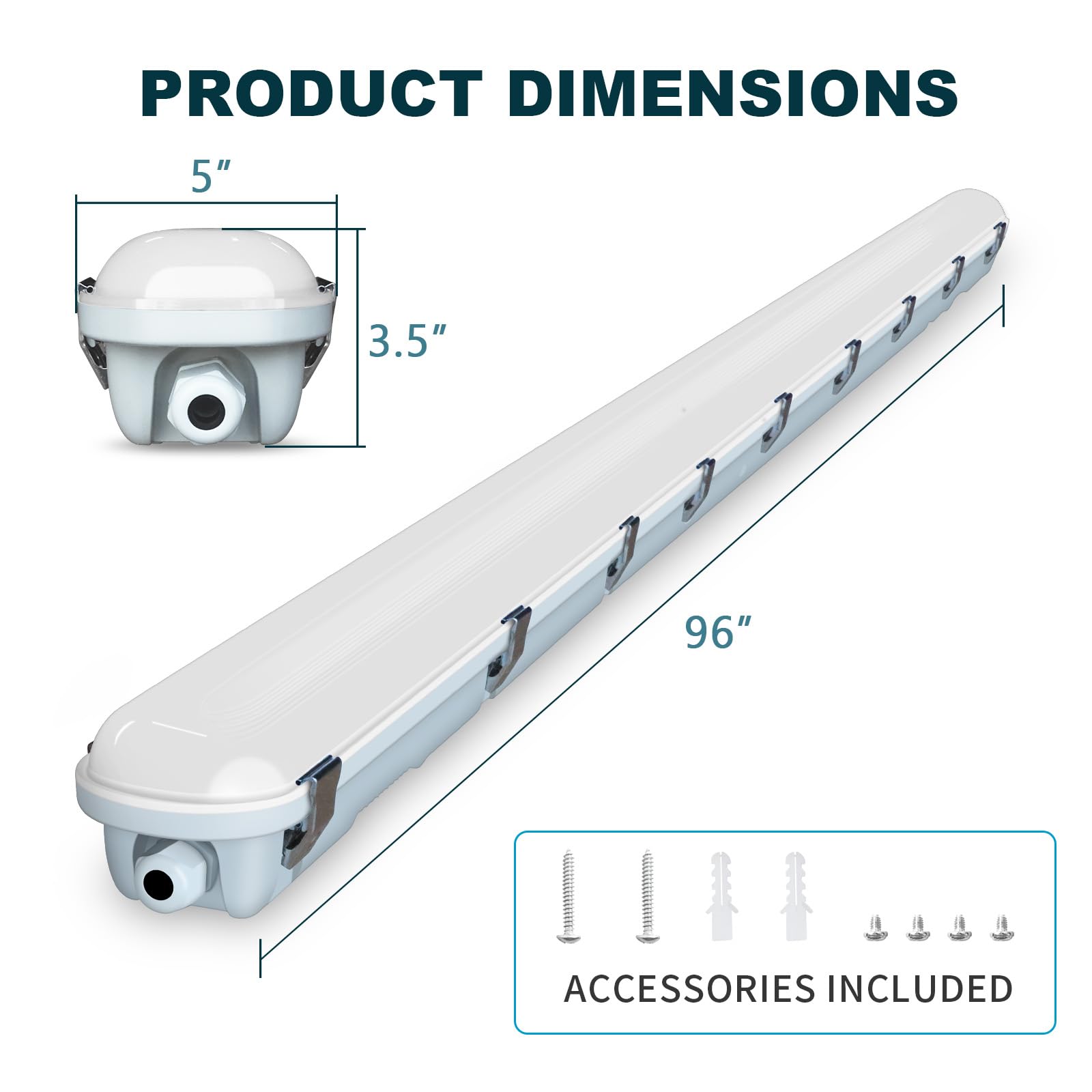 4 Pack 8FT LED Vapor Tight Light 90W 11700lm IP65 Waterproof Led Outdoor Shop Light for Parking Garage — view 7