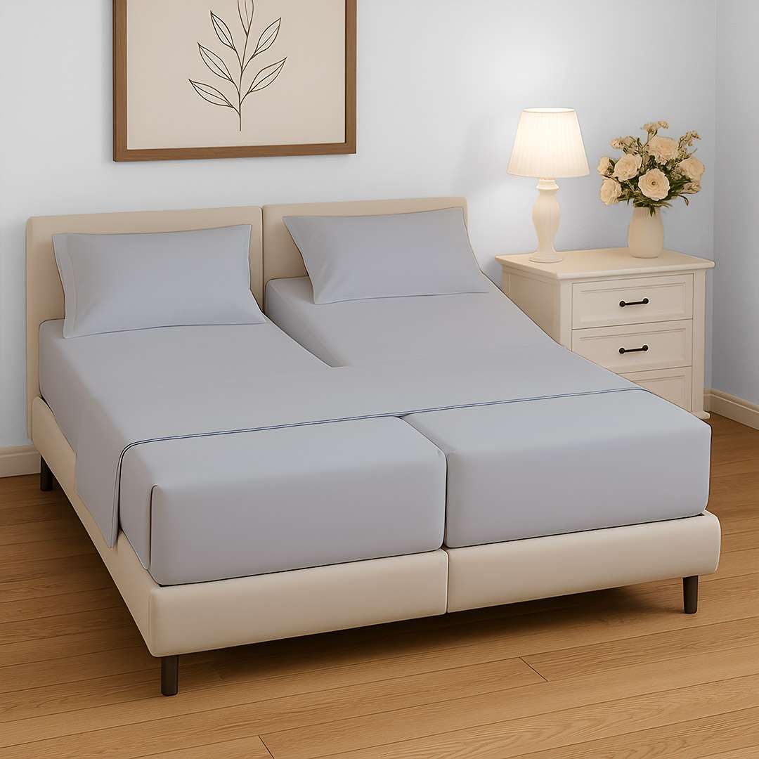 Split Queen Bed Sheet Set 5 Piece, Ultra Soft & Wrinkle Free, Fits Between 12