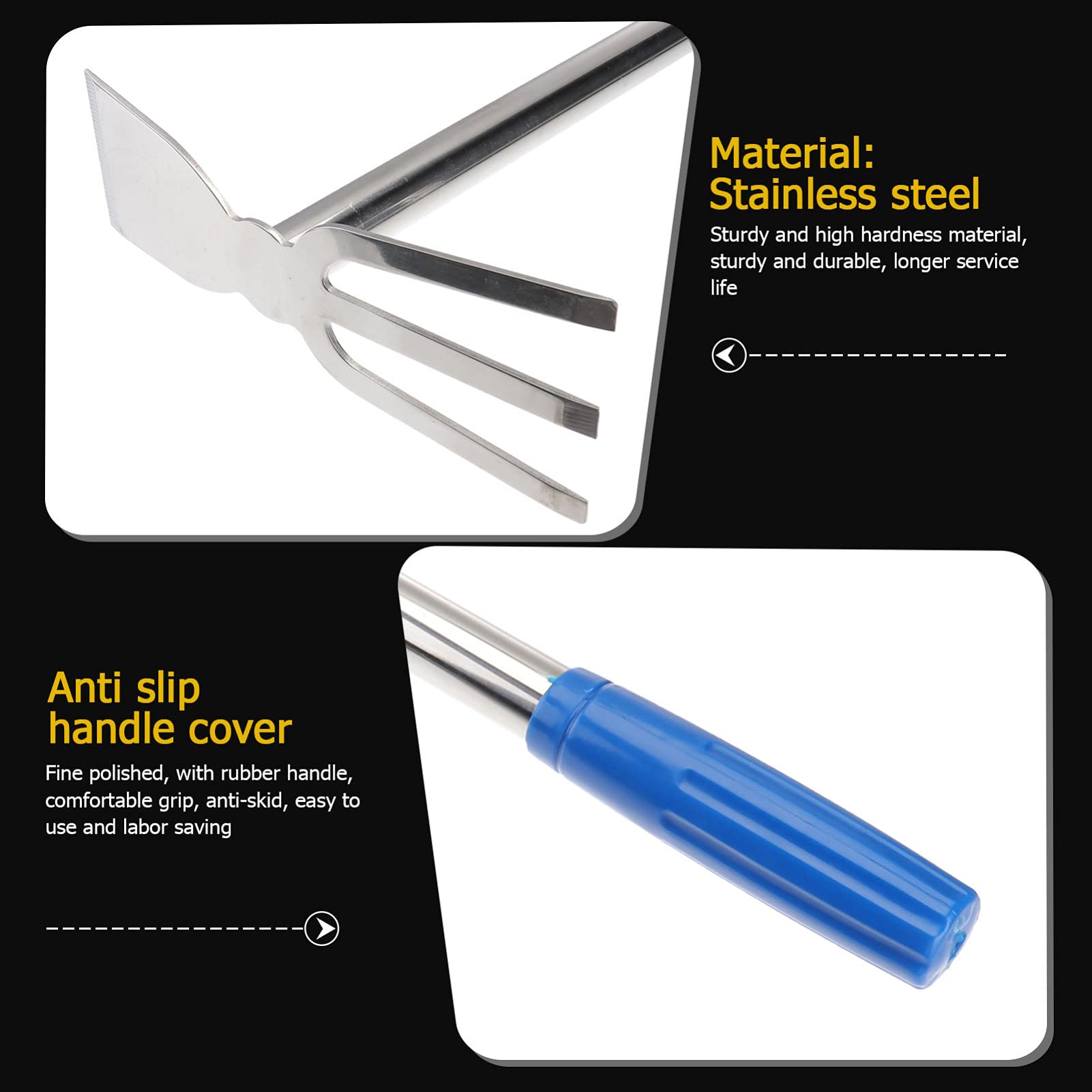 Happyyami Azada De Jardinería Azada De Siembra Azadón Herramientas Manuales De Jardinería Combo De Pala con Ergonómico Azada De Jardín Cultivador Trabaja Caucho Clásico Azada De Deshierbe