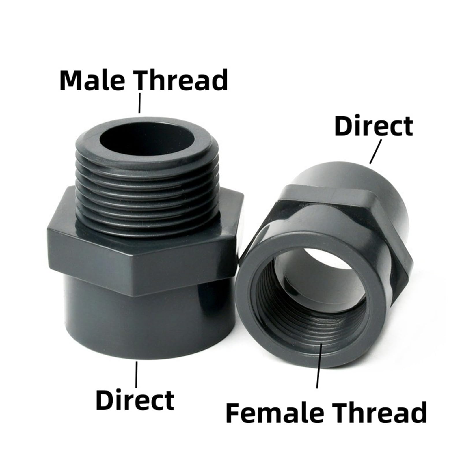 1PC 20~63mm ciemnoszary złącze rury UPVC proste kolanko Tee nawadnianie ogrodu DIY akcesoria zbiornik na wodę akwariową złącza zasilające(UPVC Pipe,63mm (1 PC))