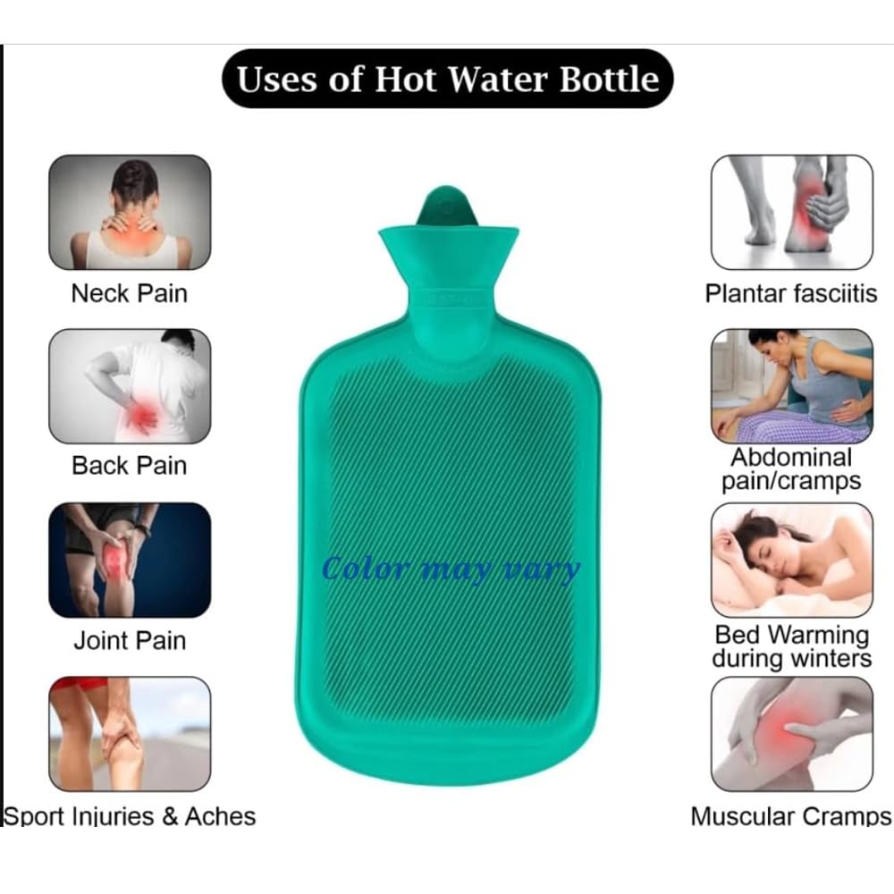 RSINC Bolsa de agua caliente de goma Botella de agua caliente de invierno Calentador de manos para terapia de calor con compresas calientes Aproximadamente 500ML