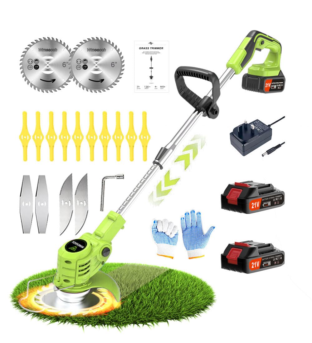 Wrneaoch Metal Blade Cordless Strimmer 24v Grass Trimmers 17 Blades 15cm Cutting Diameter Blade Grass Trimmer For Lawn Trimmingtwigsbrush Cutting