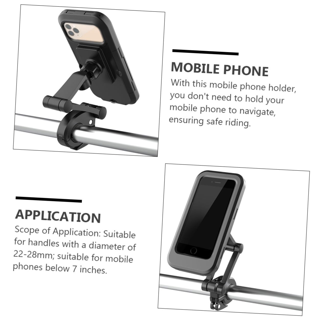 SHERCHPRY 3pezzi Supporto Per Smartphone Da Bici Con Rotazione Porta Cellulare Per Manubrio Di Bicicletta Installazione Facile e Sicura Adatto Ogni Condizione Meteorologica