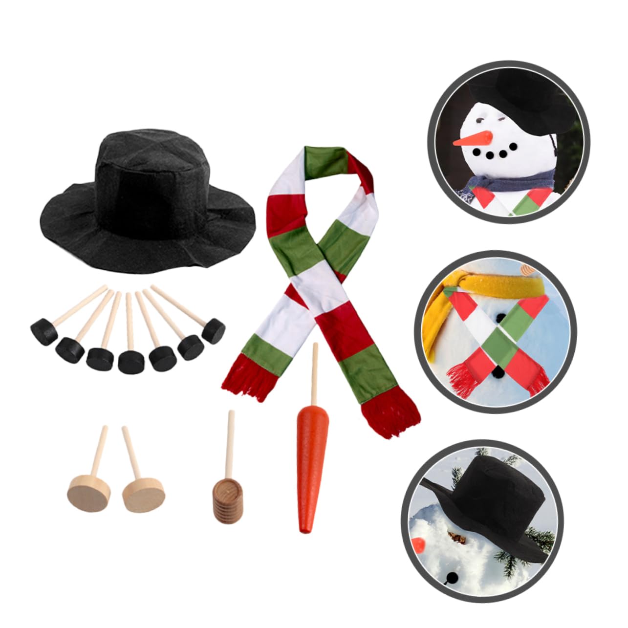 IMIKEYA 3 Sätze Schneemann Verkleiden Karotten-schneemann-Nase Weihnachtsmann-Puppen Winter Weihnachtsschneemanndekorationen Weihnachtsschneemann Dekore Schneemann Bausatz Hölzern