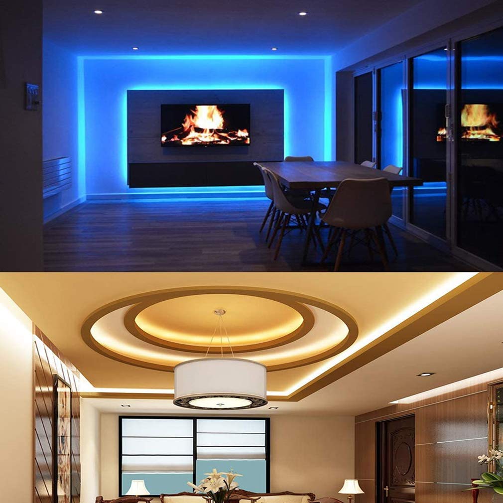 Striscia LED 5M, WiFi Luci LED Colorate Smart Phone Strisce LED Compatibile RGB SMD 5050 Musica SYNC LED Strip Controllo App E 44 Tasti Telecomando RF per Casa Cucina Festa TV Decorazione,10M