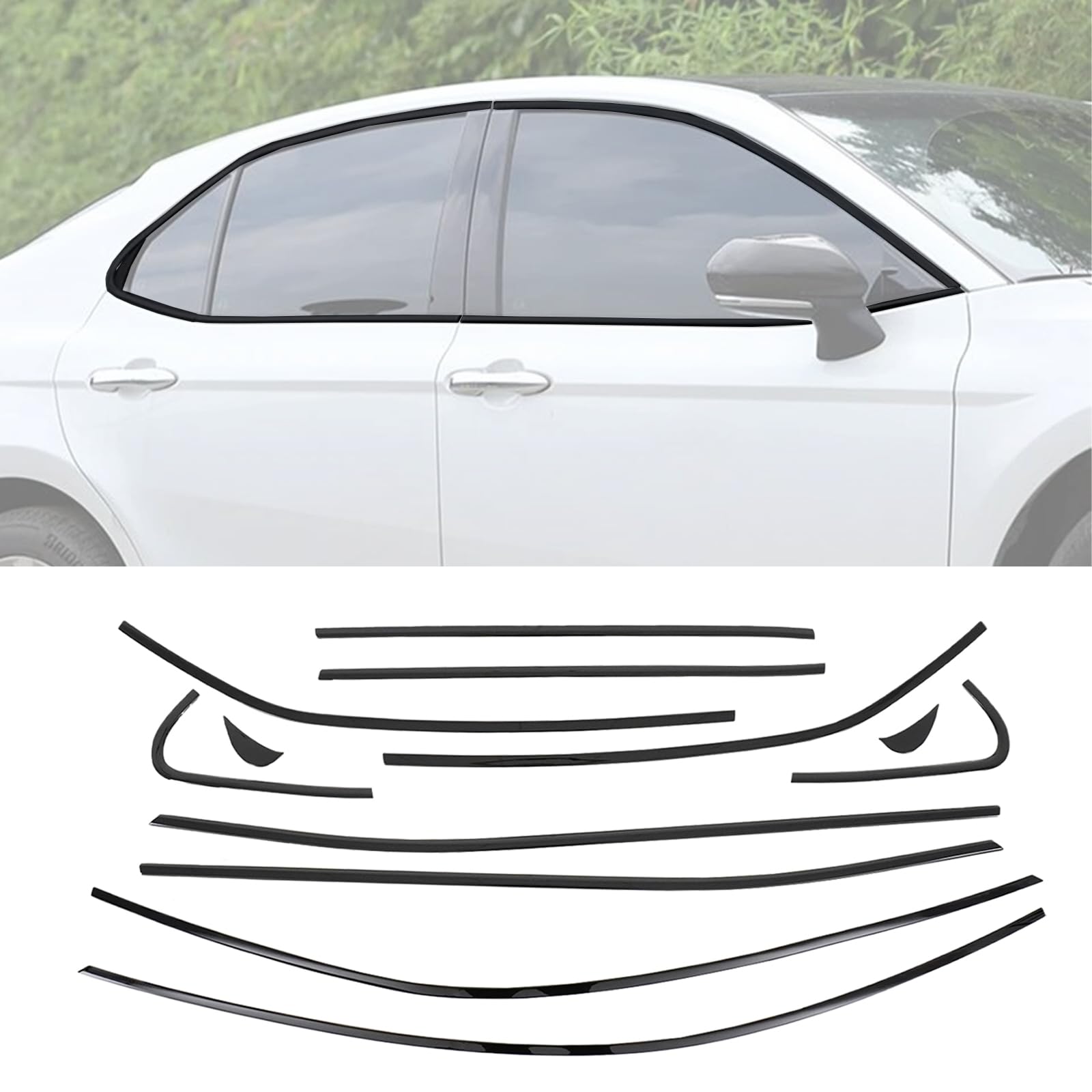 Photo 1 of ?skkyoro Stainless Steel Window Trim Chrome Delete for Toyota Camry 2018-2024 ABS Black Window Trim Blackout Kit 12pcs (for Camry 2018-2024)