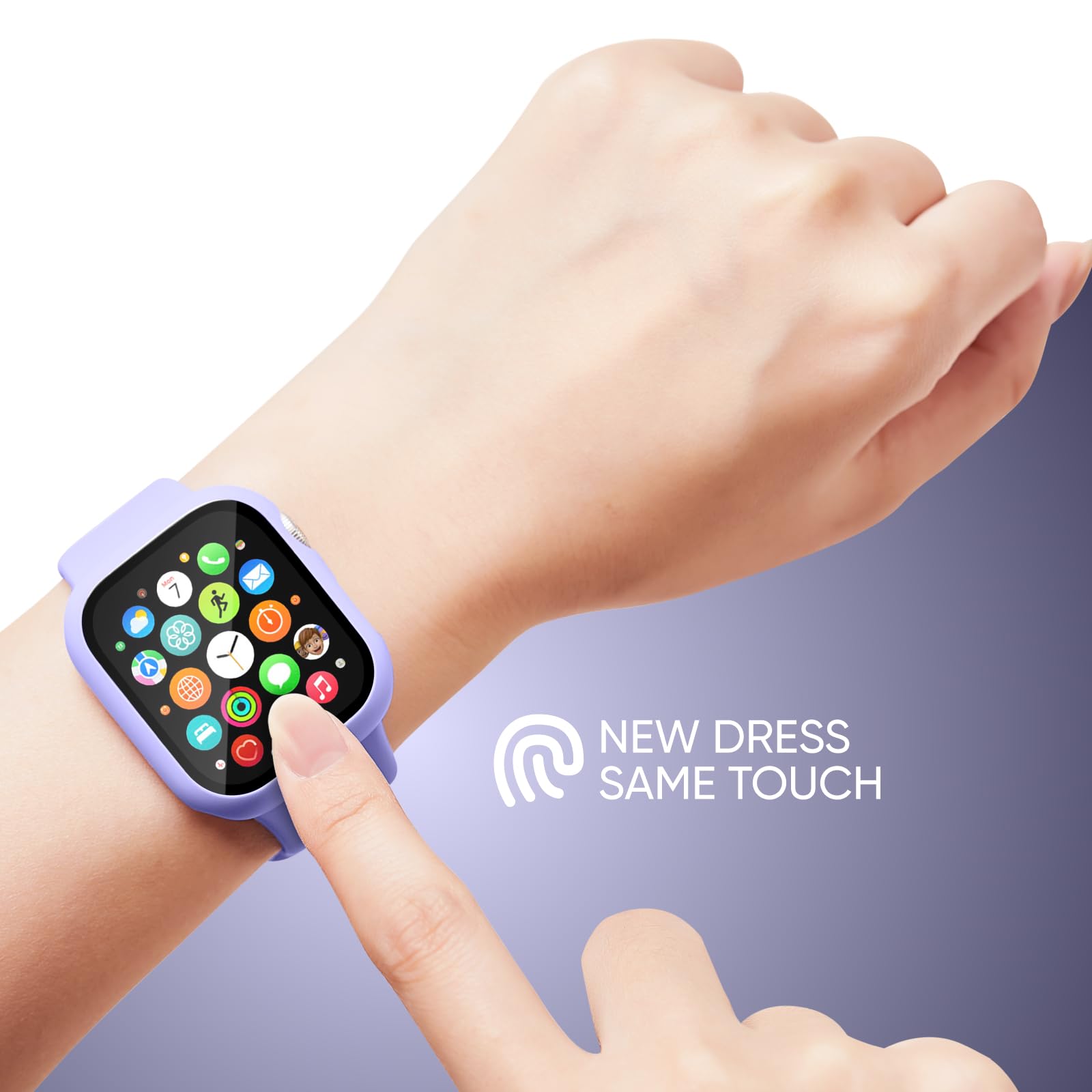 Joehwerr Cinturino 3 in 1 per Apple Watch da 40 mm, 41 mm, 44 mm, 45 mm, con custodia e pellicola protettiva, cinturino sportivo in silicone e custodia protettiva con vetro temperato 9H, per iWatch