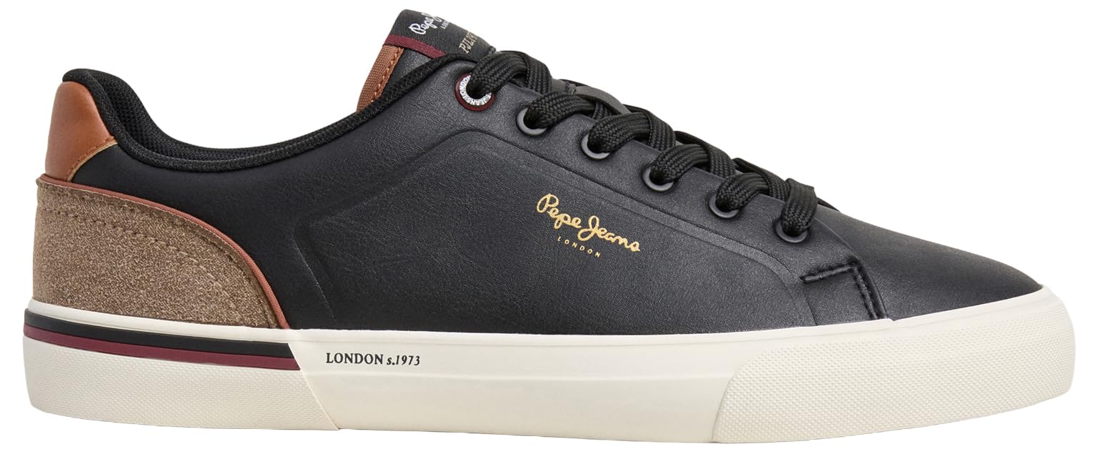 Pepe Jeans Men's Kenton Campus M Sneak, Black (Black), 45