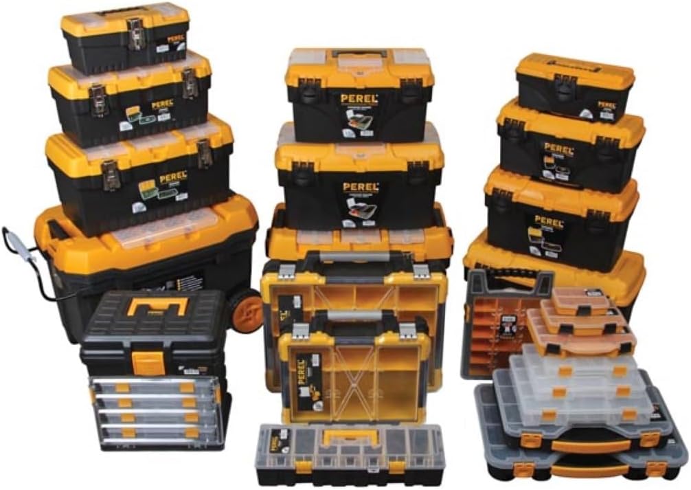 Perel OSC15 15-Inch Plastic Storage Case with Removable Bins