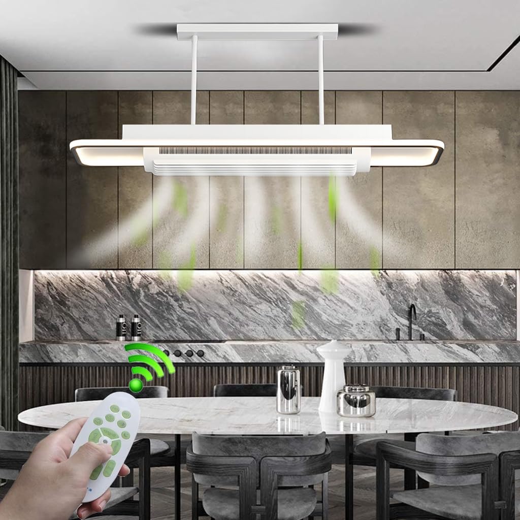 LYSDjia Modern Ceiling Fan with LED Light, Remote Control, Flush Mount, Bladeless, Black, Dimmable (A Style)