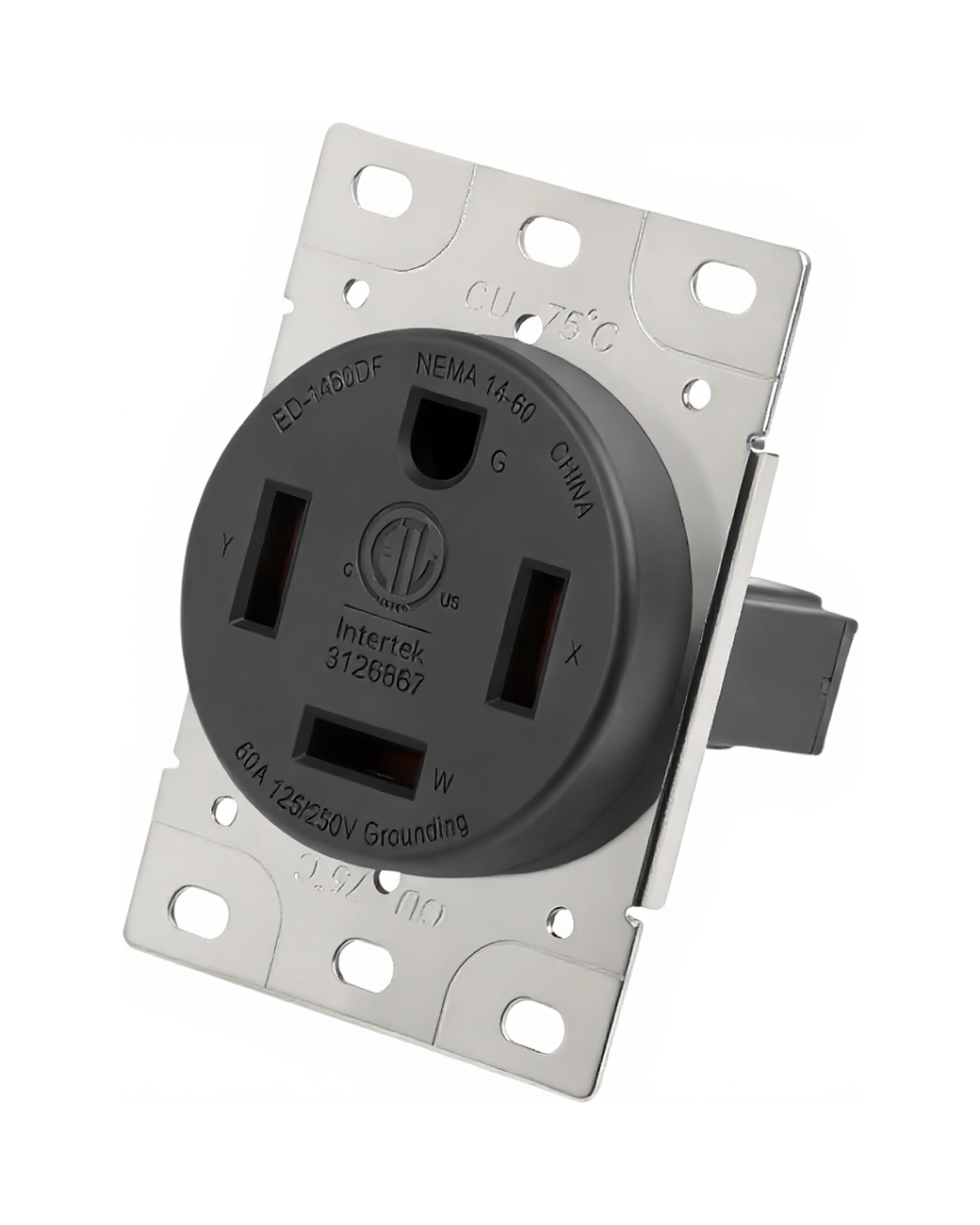 GELRHONR Nema 14-60R Flush Mounting Receptacle, 60 Amp 125V 250V Power Outlet, for Generator, Welders, Plasma Cutters and More, 3 Pole 4 Wire, Grouded