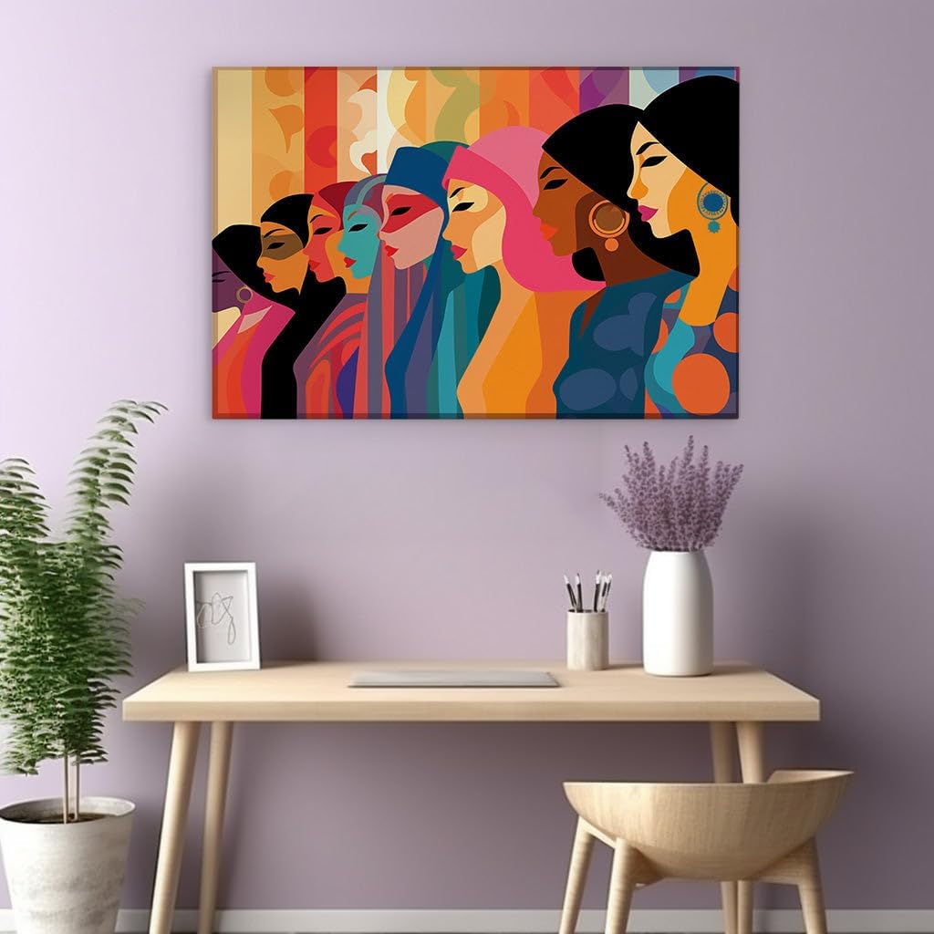 Canvas for Living room. Unity in Diversity Celebrating Cultural Headwear and Colorful Solidarity, 27 x 18 inch Canvas Wall Art - Ready to Hang - 69x46 cm (27x18 inch)