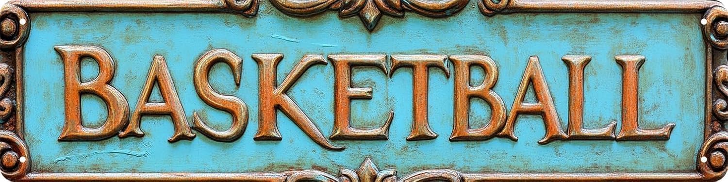 peiyeety Basketball Funny Vintage Metal Tin Sign Man Cave Sports Wall Decor, Playful Accent for Home Bar Bathroom Bedroom Garden Garage, Athletic Plaque for Indoor Outdoor Use 4x16 Inch
