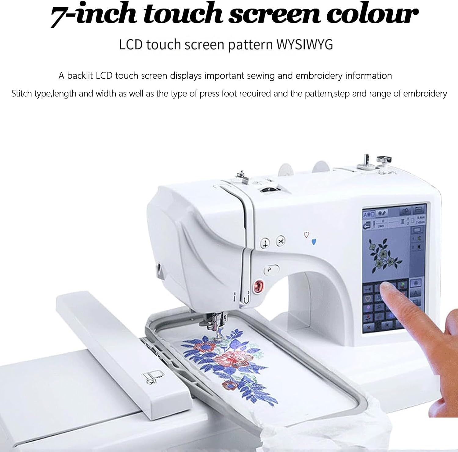 Macchina da Cucire e Ricamo all-in-One con Schermo Touch 7", Infilatore Ago Automatico, 158 Disegni, Area Ricamo 4x9,2", Telaio Alluminio Acciaio per Quilting e Fai da Te