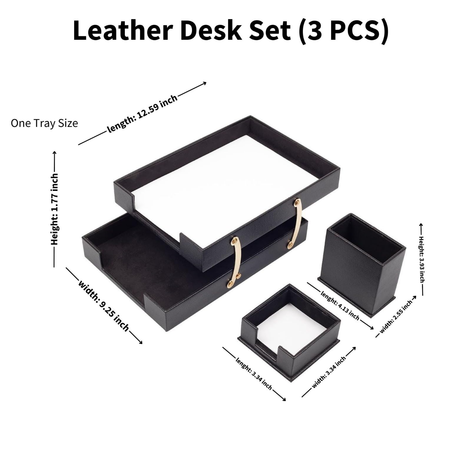 MOOGCO Set da scrivania in pelle marrone con supporto per banconote, porta penne, sottobicchiere in pelle, marrone (3C)…