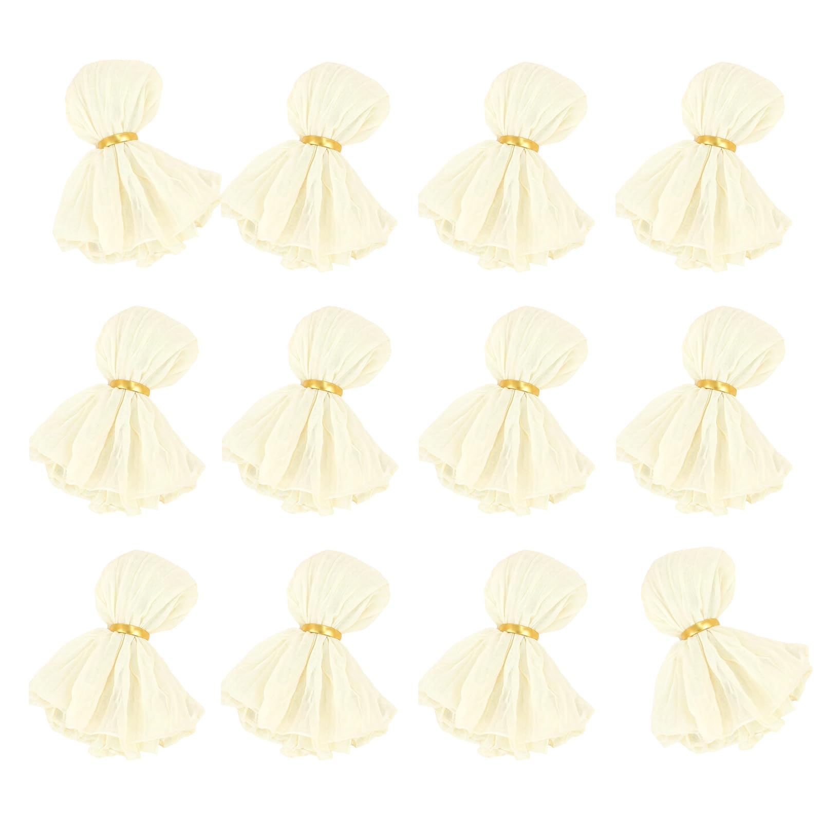Serviettes de Table en Gaze avec Supports coordonnés, Linge de Table en Polyester réutilisable pour décoration de Table de fête, décoration de réception, Serviettes de Table en Gaze froissée,