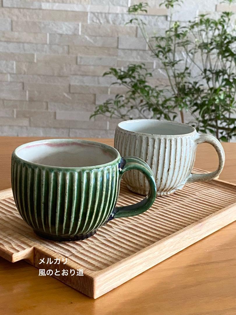 Amazon.co.jp: 鹿児島 宋艸窯 そうそう窯 鎬マグカップ 小 2点 陶芸家  
