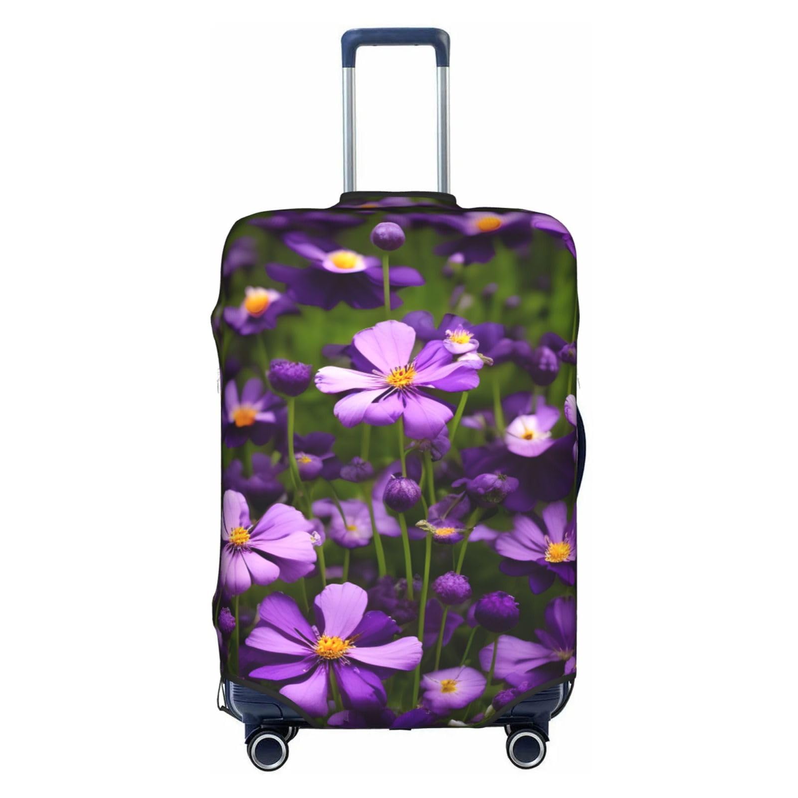 Housse de valise élastique anti-rayure grand format fleurs violettes - 8