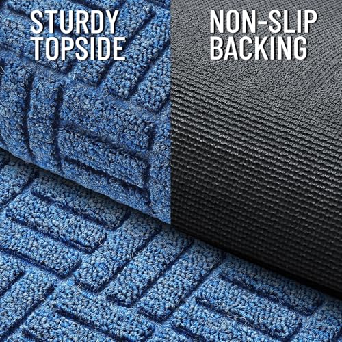 Image of OLANLY Front Door Mat Outside Entrance 29.5x17, Absorbent, Heavy Duty Sturdy Natural Rubber Doormat Indoor Outdoor, Non-Slip, Stain and Fade Resistant, Low Profile Floor Mat for Entryway, Ocean Blue