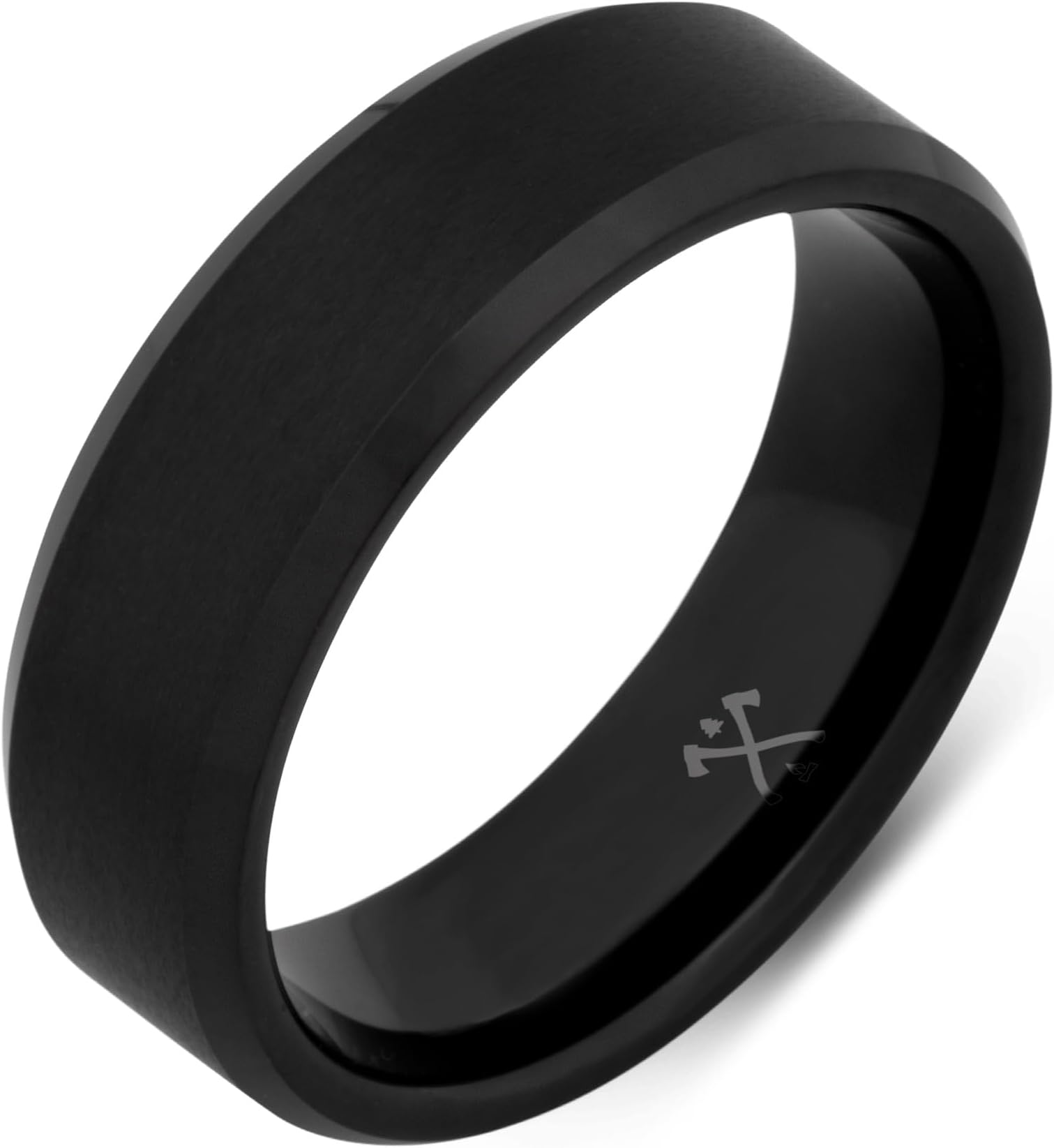 Manly Bands| The Baller | Black Mens Wedding Band | Ring Sizes 5-17 | 8mm Width | Mens Tungsten Wedding Band | Unique Mens Wedding Ring | Black Ring for Men | Mens Comfort Fit Wedding Band