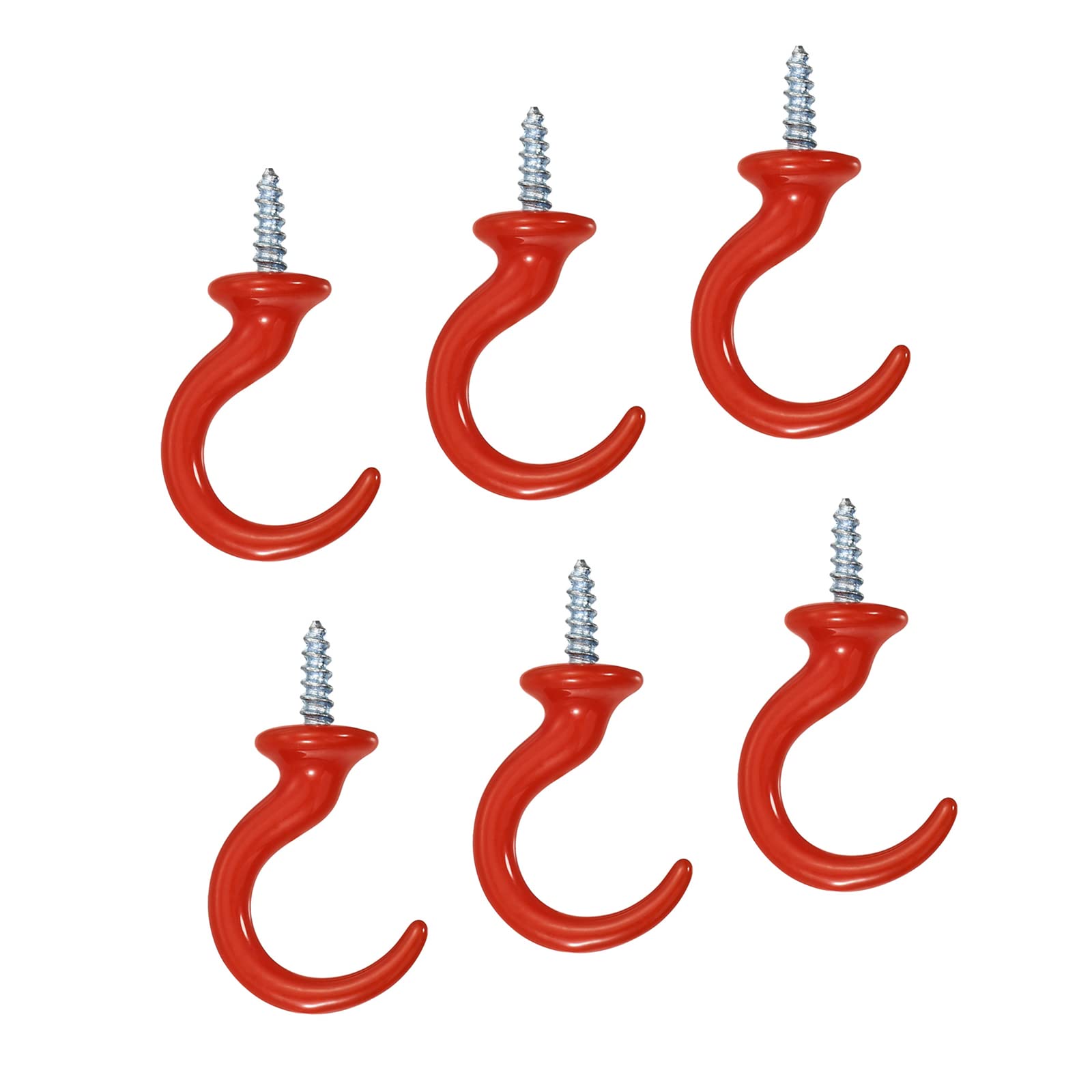YOKIVE 6 Pcs Ceiling Hanging Hook, Wall Mounted Screw-in Hook Hanging Plants, Great for Office Home, Daily Use (Red, 1.9x1.1-Inch)