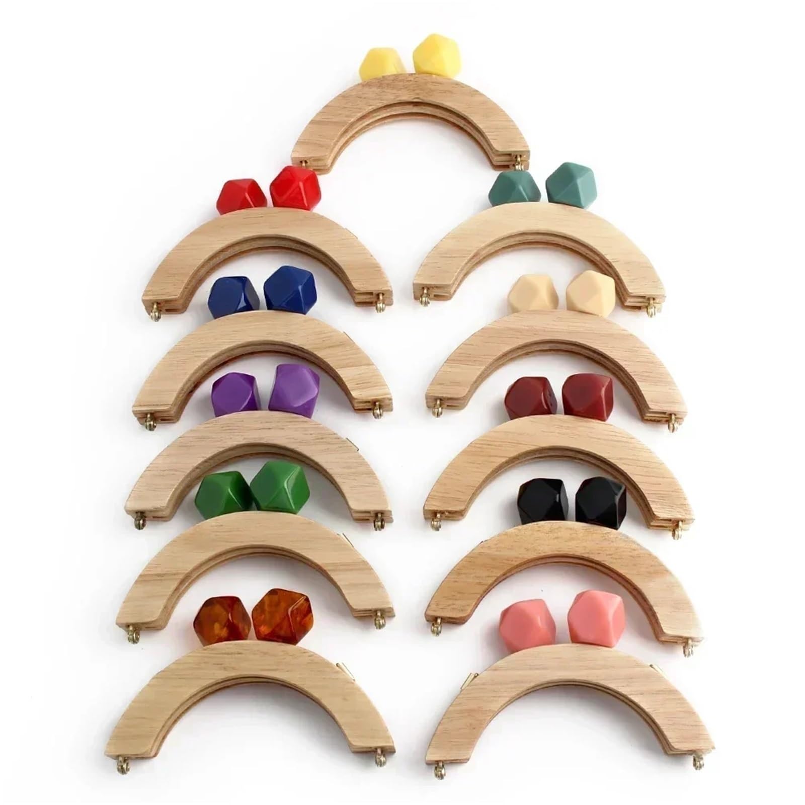 MRKU Asa de Madera para Bolso, Accesorios para Bolsos, Manualidades, Bricolaje, fabricación, 1 par, Cierre de Broche, Tornillos para Bolsos, Marco, reemplazo de Carteras, Costura para proyectos
