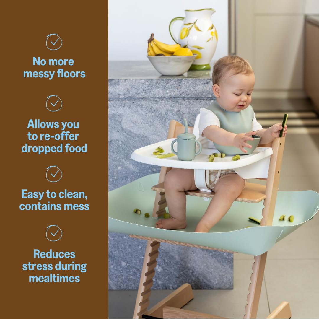 CATCHY -Food Catcher-Compatible with Stokke Tripp Trapp High Chair +11 Other High Chairs-Highchair Sold Separately-Baby & Toddler Food & Mess Catcher-Premium Linen Inspired -Under High Chair Accessory