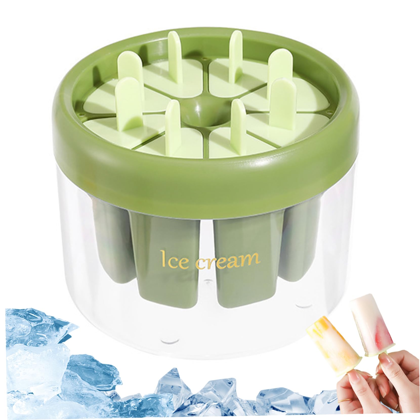 StaZamor 8 Cavity Green Popsicle Molds with Sticks, Easy Release Reusable Ice Cream Molds, BPA Free DIY Cakesicle Maker for Party, Yogurt, Juice