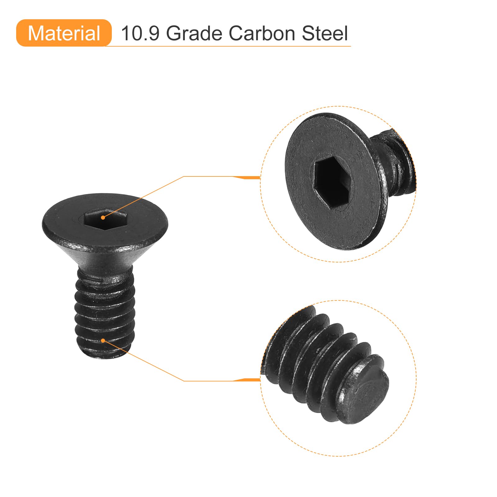 uxcell #6-32x3/8" Flat Head Socket Cap Screws - Image 4