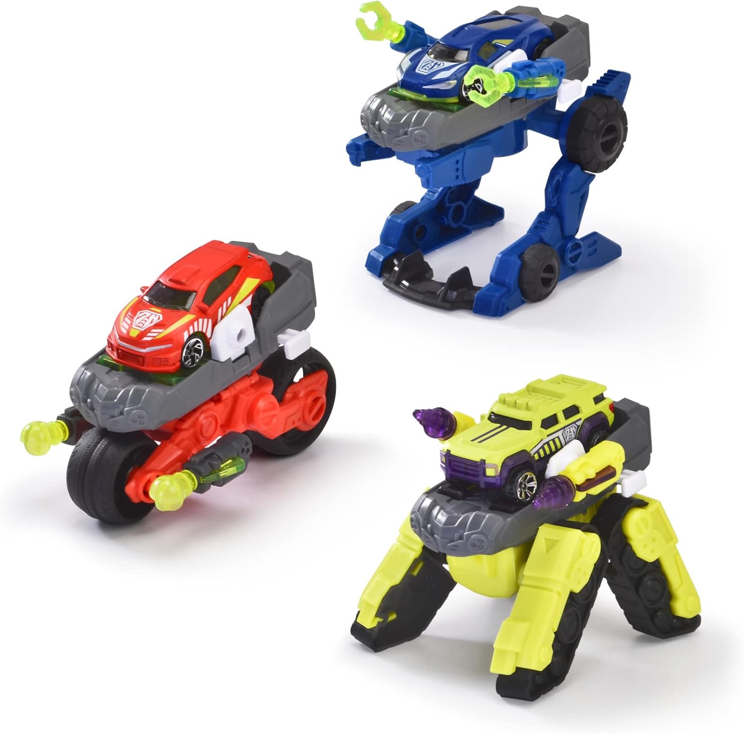 Dickie Toys- Rescue Hybrids Pack 3 Troopers, Set de 3 vehículos de 15cm: Police Trooper, Drone Bike, Spider Tank, Incluye 3 Coches de Metal (203795000ONL)