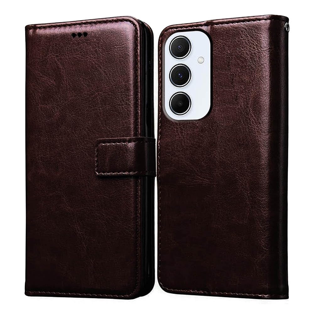 Amazon Brand – Solimo Flip Leather Mobile Cover (Soft, Flexible & Kickstand Back case) Compatible for Samsung Galaxy A55 5G (Coffee) Amazon Brand – Solimo Flip Leather Mobile Cover (Soft, Flexible & Kickstand Back case) Compatible for Samsung Galaxy A55 5G (Coffee)