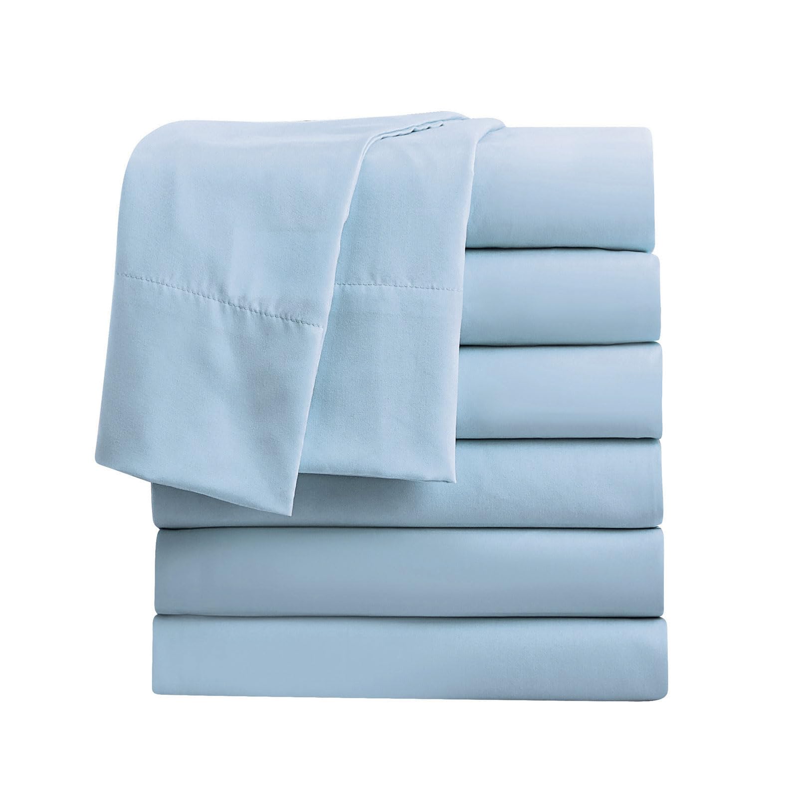 FreshCulture Full Flat Sheets Only, Pack of 6, Soft Microfiber Bedding Sheets for Home, Salons, Hotels, Bulk Flat Sheets Only Full Size (Light Blue)