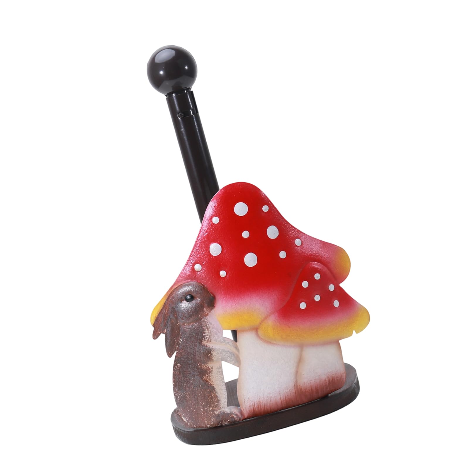 Unique Rabbits and Mushroom Decoration Paper Towel Dispenser Iron Wood Frame Featuring Nonslip for Bathroom or Kitchen Rabbits Mushroom Paper Towel Holder