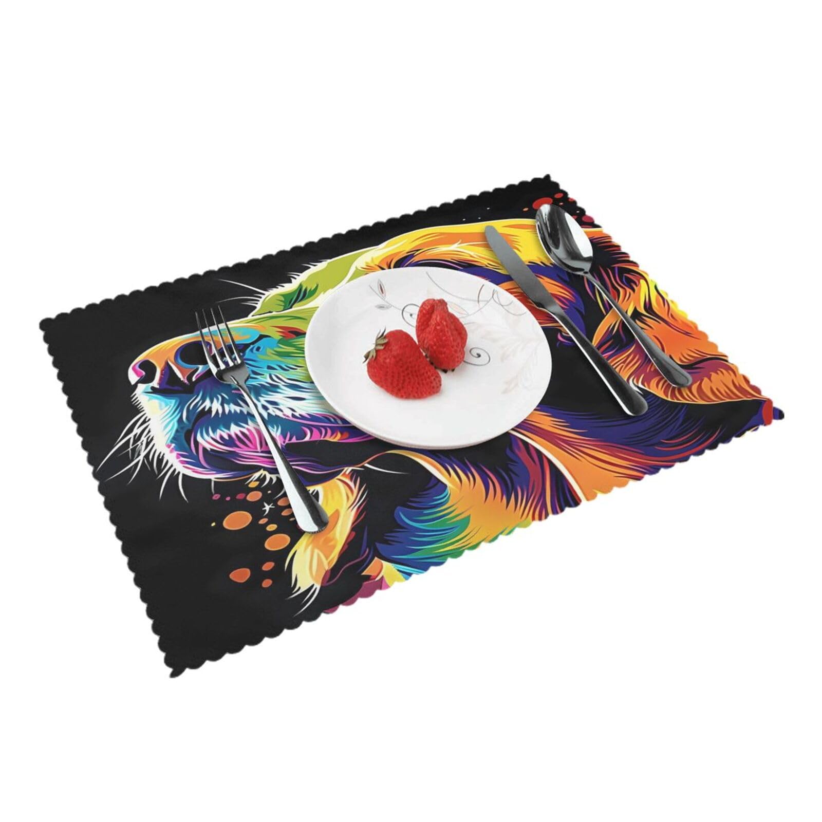 Colorful Golden Retriever Dog Placemats Set of 4 Print Table Mats Place Mats Table Decor for Kitchen Dining 12X18 in
