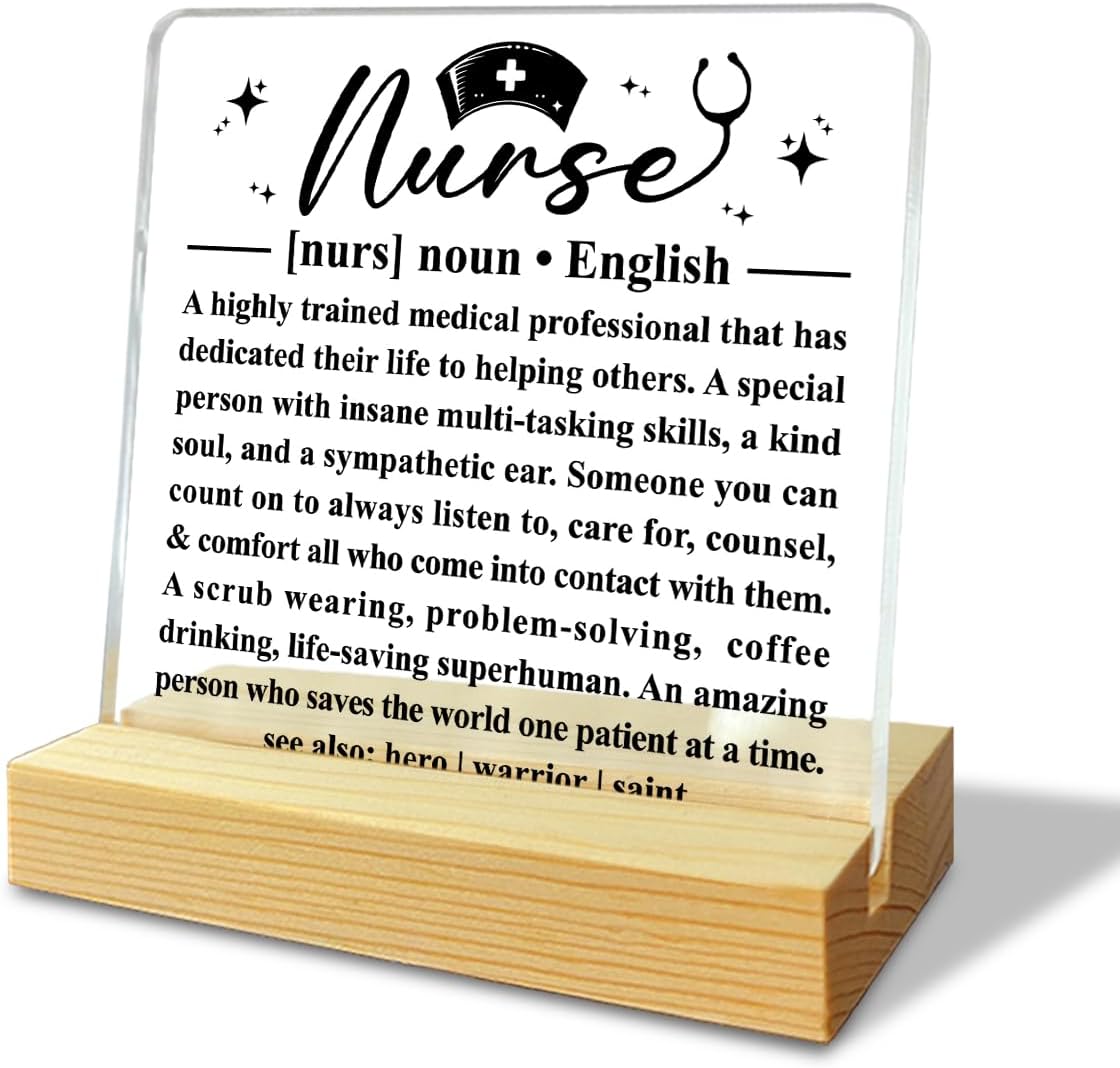 Nurse Gifts for Women Men, Nurses Week Gifts, Nurses Gifts for Graduation, School Nurse Gift, Thank You Appreciation Retirement Gifts for Nurses, Nurse Definition Office Desk Acrylic Decor Plaque Sign