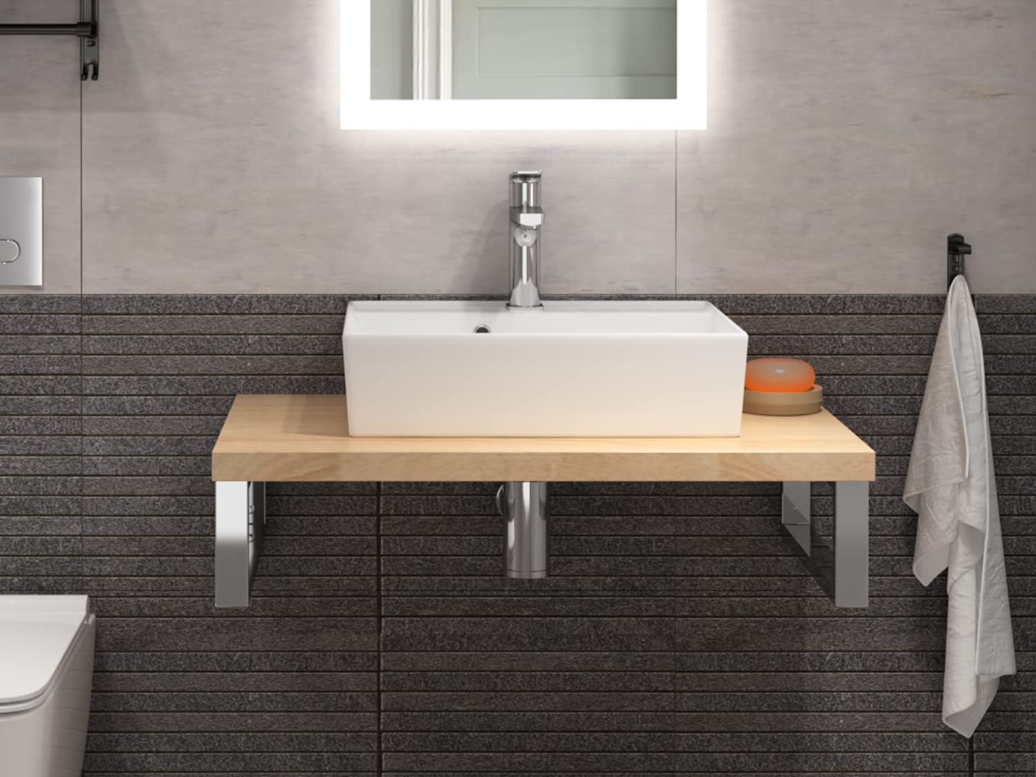 Aqua Bagno | Nowoczesna Ceramiczna Umywalka Wisząca Nablatowa | Szerokość 50 cm