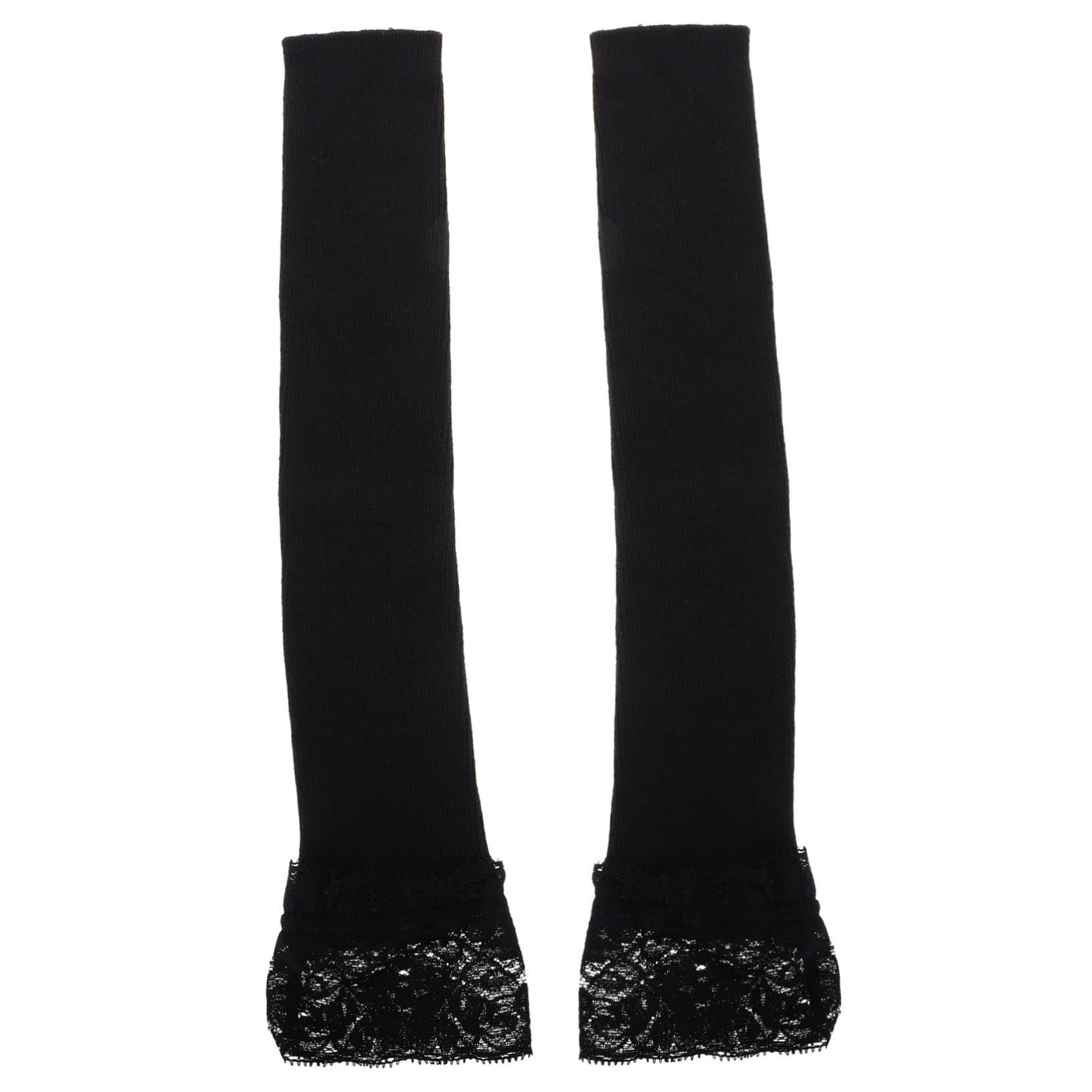 NOLITOY Women's Lace Arm Sleeves Stylish Knit Gloves Long Fingerless Lace Cuffs Warm Winter Arm Warmer