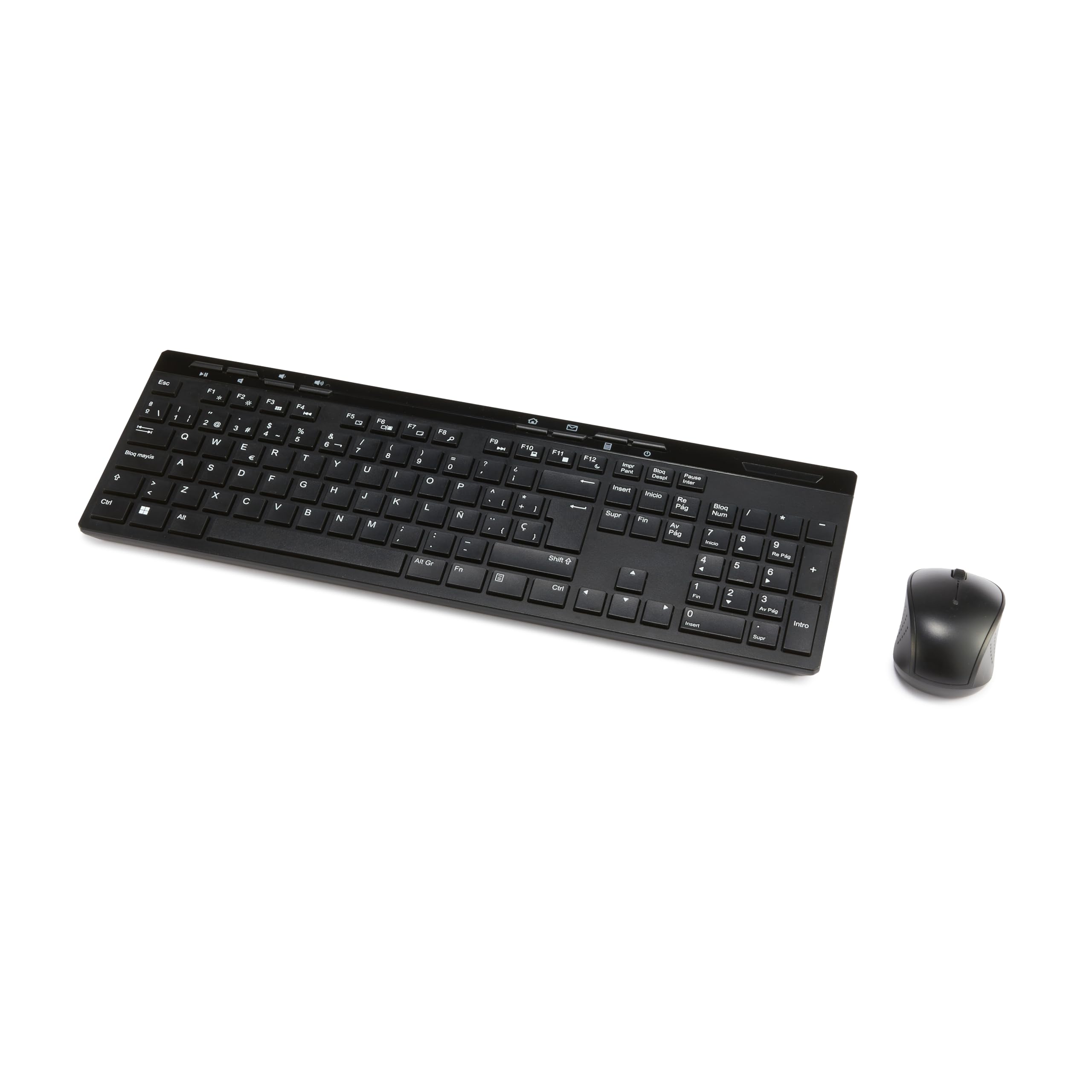 Amazon Basics Combo de Teclado y Ratón Inalámbricos de Tamaño Completo, Receptor USB de 2.4 GHz, (Teclado Español, Negro)