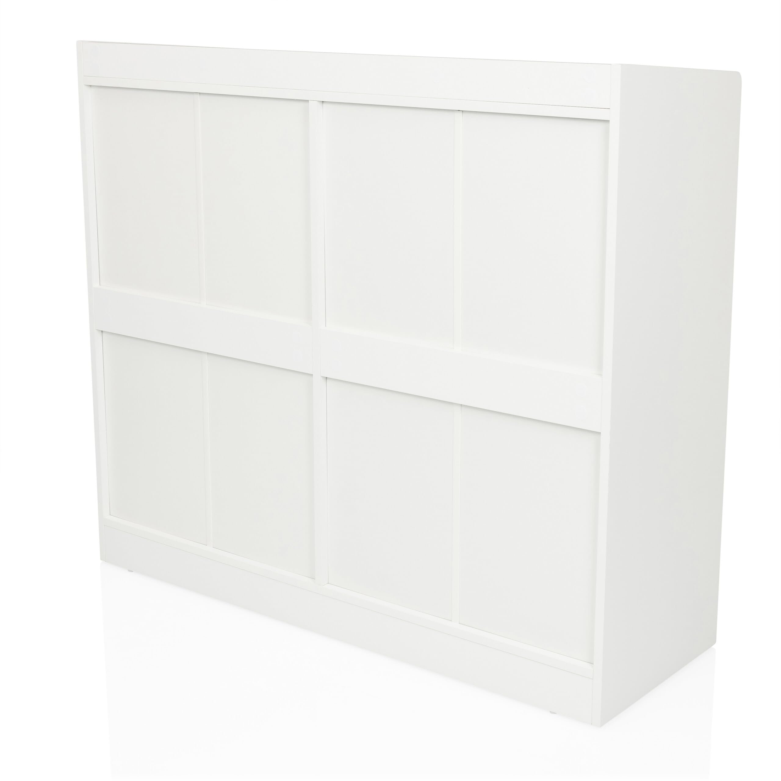 Cómoda con 8 cajones OSOYRO 110x38x98,5 cm Mueble aparador para salón Dormitorio Pasillo, sin Tiradores, Blanco