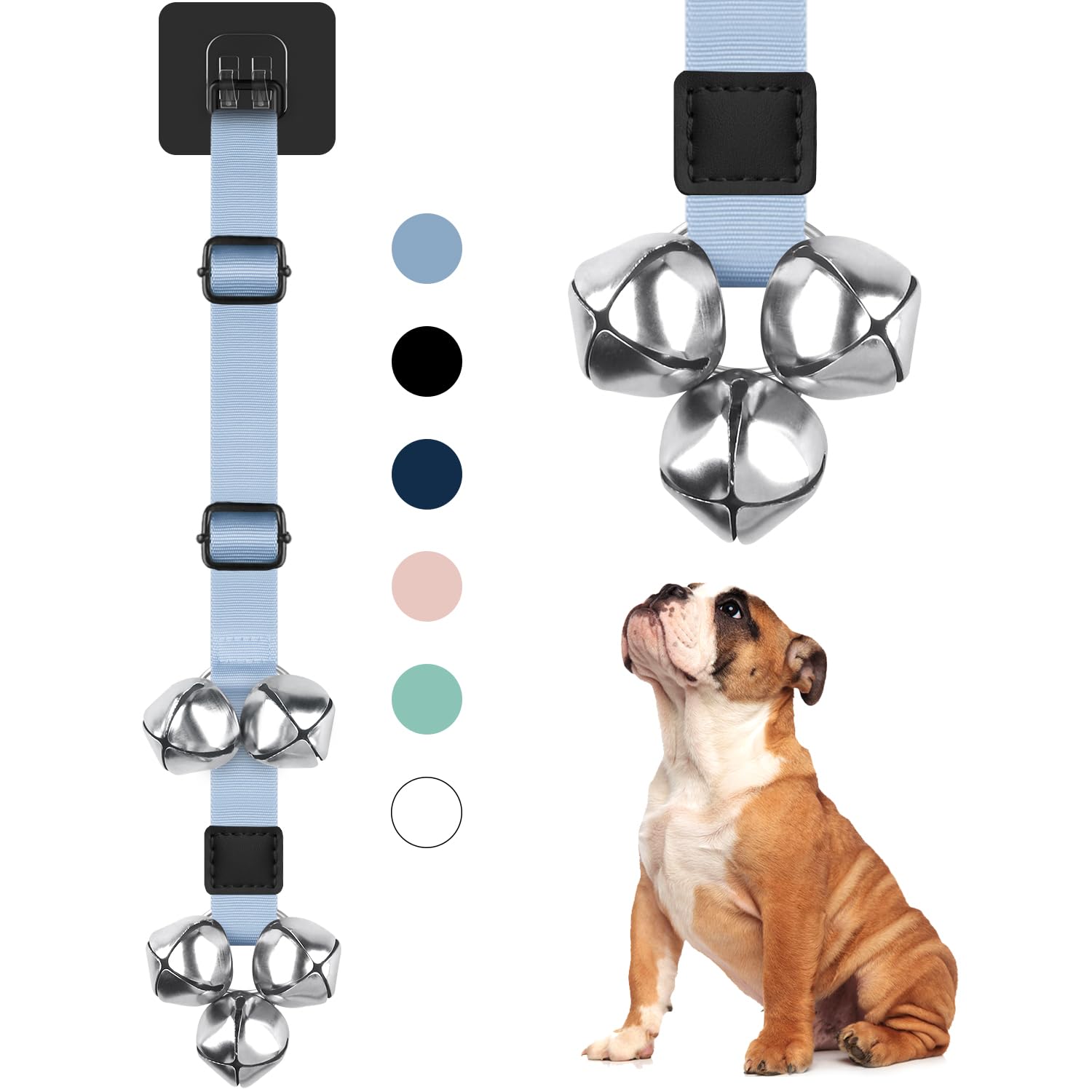 Dog Bells to Go Outside Dog Door Bell Premium Quality Buckle Adjustable Dog Bell Dog Attached to doorknob or Anywhere Near The Door, Length and Height Adjustable