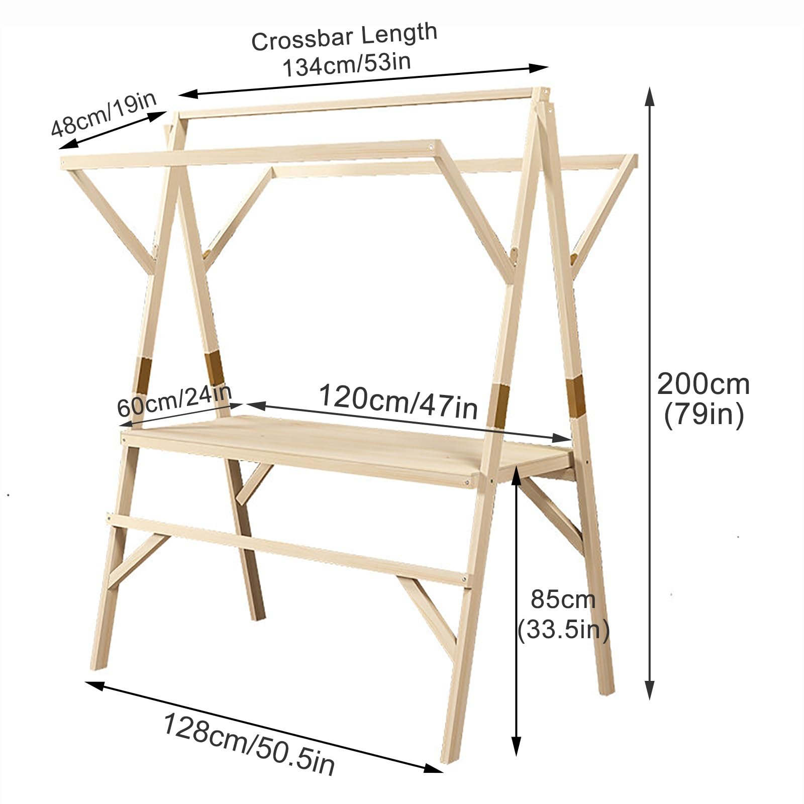 Puesto de Venta con Toldo, Stand de Venta Plegable de Madera – Puesto para Ferias y Mercadillos, Puesto Ambulante con Expositor para Mercado Agrícola(120x60x200cm/47x24x79in)