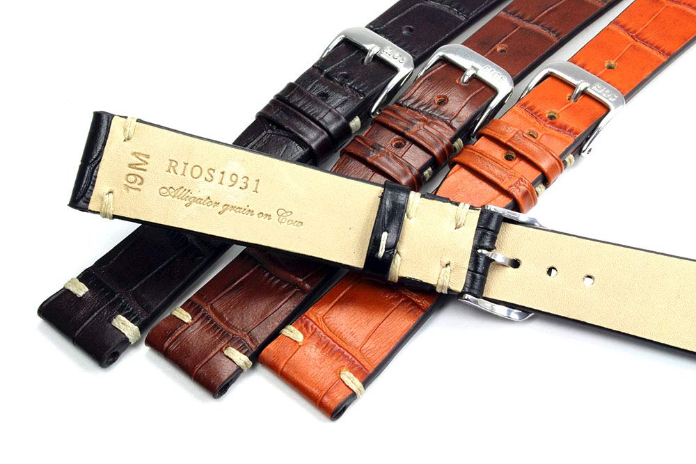Sulla RIOS1931 Hollywood Bracelet de montre avec gaufrage alligator pour montres classiques, fabriqué à la main en Allemagne