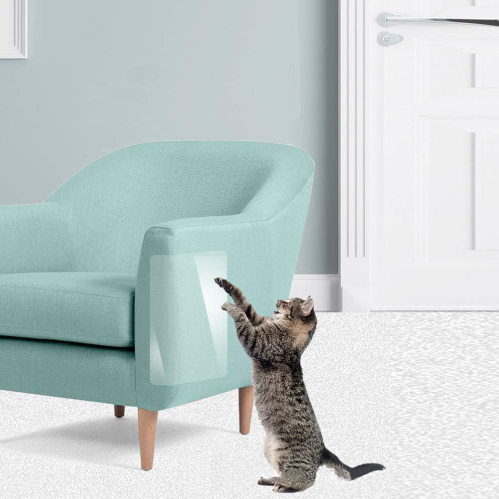 WeTest Self-Adhesive Clear Flexible Vinyl Cat Scratching Guard for Furniture,4-Pack,17.7" L X 12" W