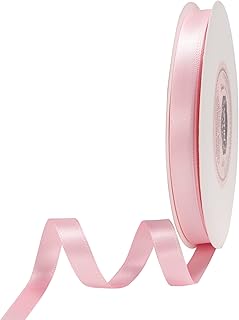 VATIN Solid Color Double Faced Light Pink Satin Ribbon 3/8" Wide 50-Yards Long Perfect for Wedding Decor, Crafts, Bow Maki...