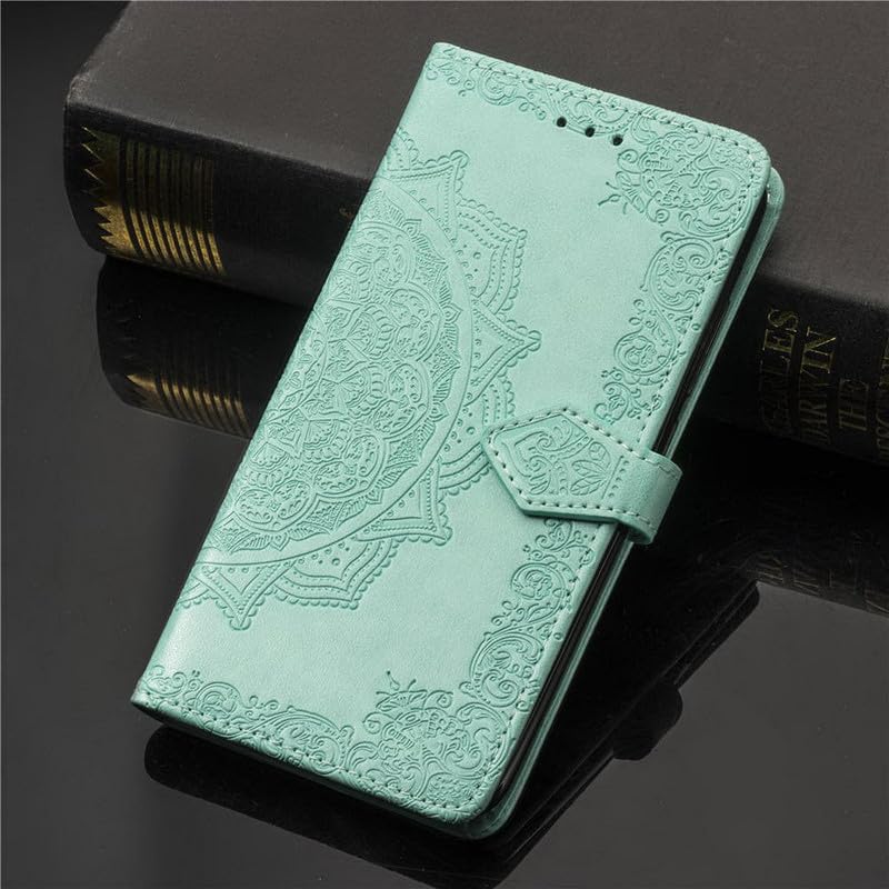 Image of ClickCase Queen Series for Redmi Note 15 Pro 5G Leather Flower Embossing Wallet Flip case Magnetic Closure Flip Cover for Redmi Note 15 Pro 5G (Sea Green)
