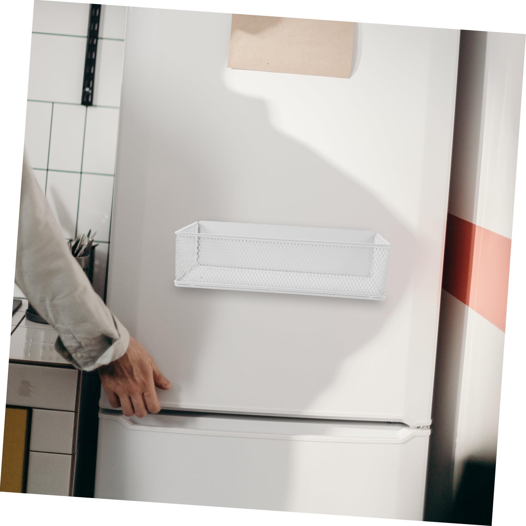 Estante Magnético para Nevera de Hierro Resistente Cesta Multiusos para Cocina y Baño Diseño de Malla Fina Antiagua Soporte para Especias y Botellas Almacenamiento Lateral