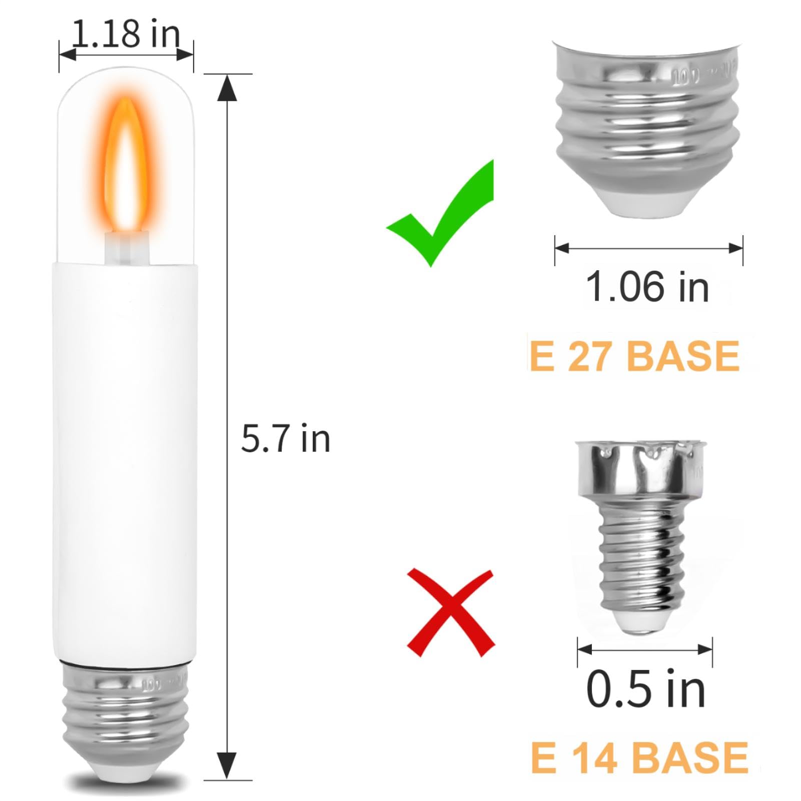 HEWA-Tech Flame Effect Light Bulbs Flickering E27 LED Bulbs for Party Patio Porch Home Indoor & Outdoor Decorations (T9 - Image 2