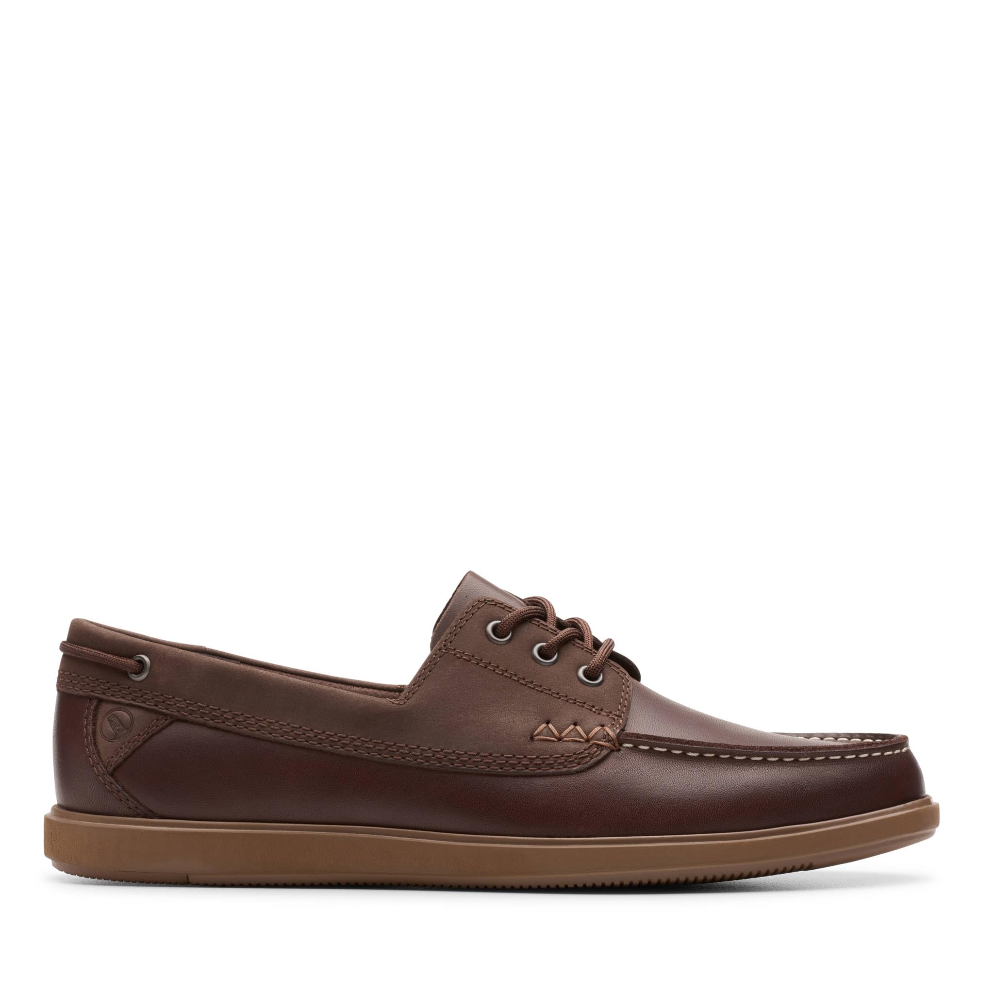 Clarks Bratton Boat Mens Dark Brown Lea, 6.5