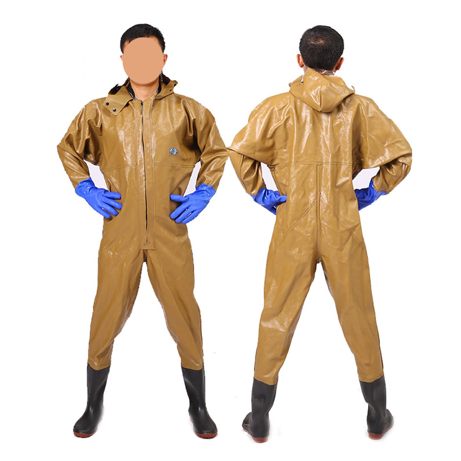 Uomo Donna,Corpo Intero Trampolieri con Cappello,Pantaloni da Pesca,Waders con Stivali,Scafandro,Unisex,Impermeabile,Traspirante,per Sport all'Aria Aperta,Caccia,Giardinaggio,Pescatore